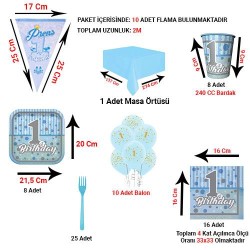 1 Yaş Erkek Doğum Günü Ekonomik Parti Seti 8 Kişilik - 2