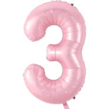 3 Rakam Folyo Balon Pembe 75cm - 1