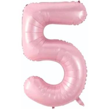 5 Rakam Folyo Balon Pembe 75cm - 1