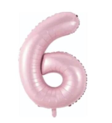 6 Rakam Folyo Balon Pembe 75cm - 1