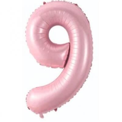 9 Rakam Folyo Balon Pembe 75cm - 1