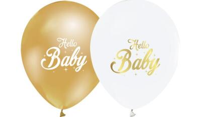 Hello Baby Baskılı Altın Balon 5'li Paket - 1