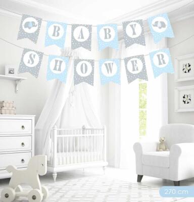 Baby Shower Mavi Harf Banner - 1