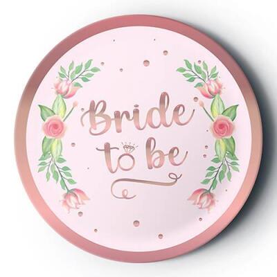 Bride To Be Çiçekli Rose Gold Tabak 8'li - 1