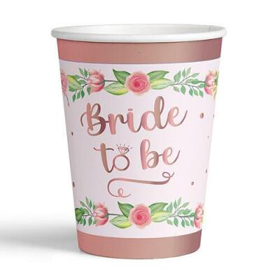 Bride To Be Çiçekli Rose Gold Bardak 8'li - 1