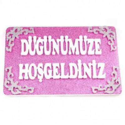 Düğünümüze Hoşgeldiniz Pembe Strafor Süs - 2