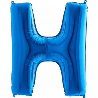 H Harf Folyo Balon Mavi 100cm - 1