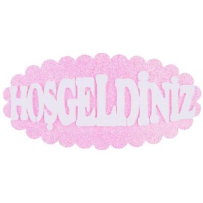 Hoşgeldiniz Pembe Strafor Süs - 1