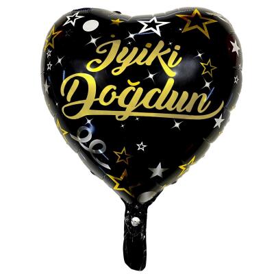 İyi ki Doğdun Siyah Kalp Folyo Balon 45cm - 1