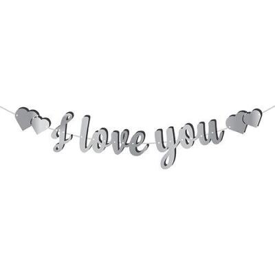 Kaligrafi Banner Gümüş I Love You - 1