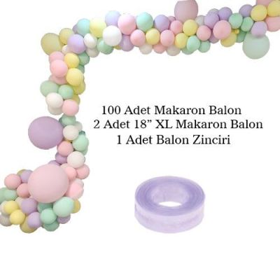 Karışık Makaron Balon Süsleme Seti - 1