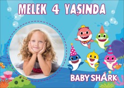 Kişiye Özel Baby Shark Kız Çocuk Branda Afiş 70X100cm - 2