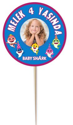 Kişiye Özel Baby Shark Kız Çocuk Kürdan 4cm 15'li - 1