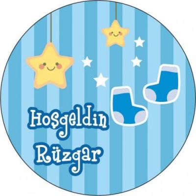 Kişiye Özel Erkek Hoşgeldin Bebeğim Etiket 5cm 20'li - 3