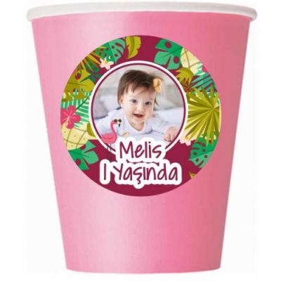 Kişiye Özel Flamingo Temalı Etiket 6cm 12'li - 1