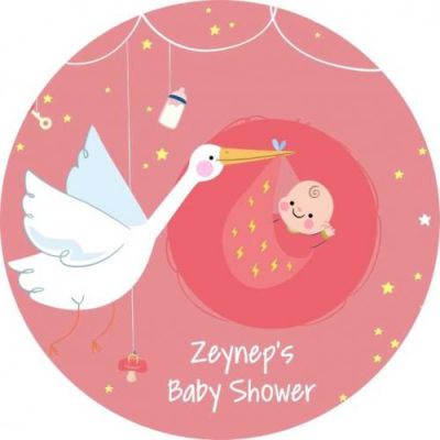 Kişiye Özel Kız Baby Shower Etiket 12cm - 1