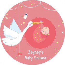 Kişiye Özel Kız Baby Shower Etiket 4cm 35'li - 1