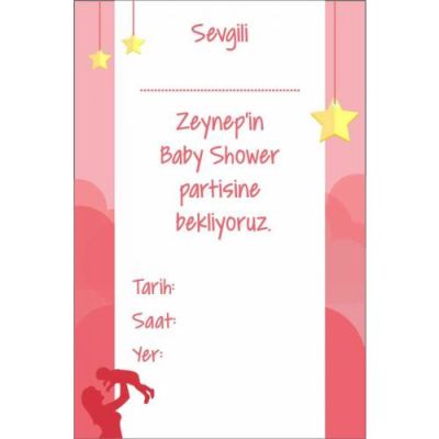 Kişiye Özel Kız Baby Shower Partisi Davetiyesi 12'li - 1