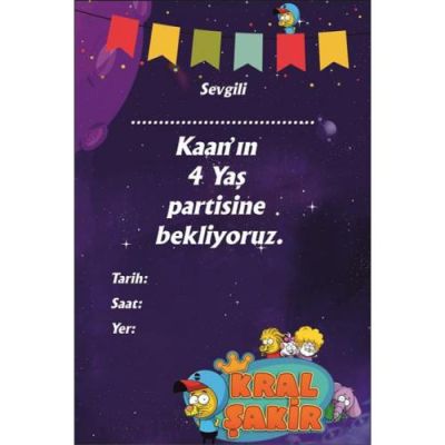 Kişiye Özel Kral Şakir Uzayda Doğum Günü Davetiyesi 12'li - 1