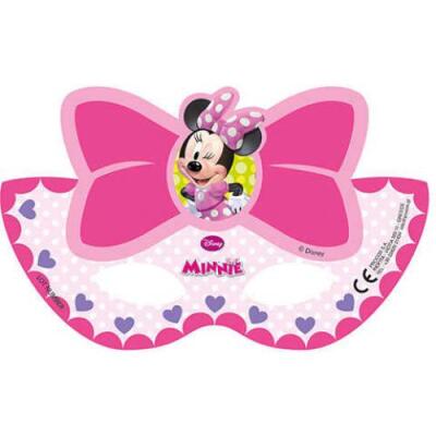 Minnie Pembe Fiyonklu Karton Maske 6'lı - 1