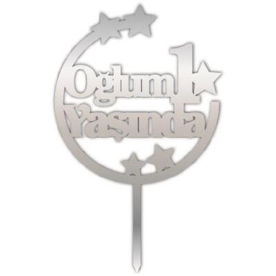 Oğlum 1 Yaşında Yazılı Gümüş Pleksi - 1