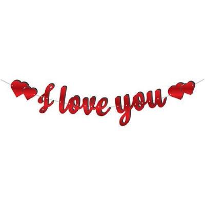 Kaligrafi Banner Kırmızı I Love You - 1