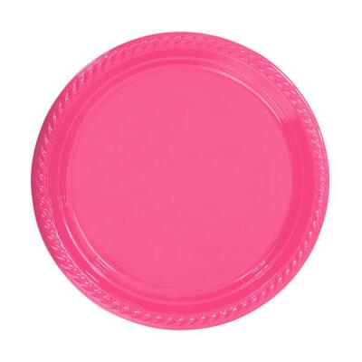 Şeker Pembe Plastik Tabak 26cm 8'li - 1