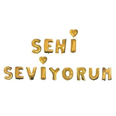 Seni Seviyorum Altın Folyo Balon Seti - 1