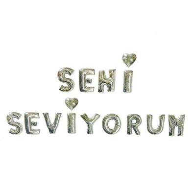 Seni Seviyorum Gümüş Folyo Balon Seti - 1