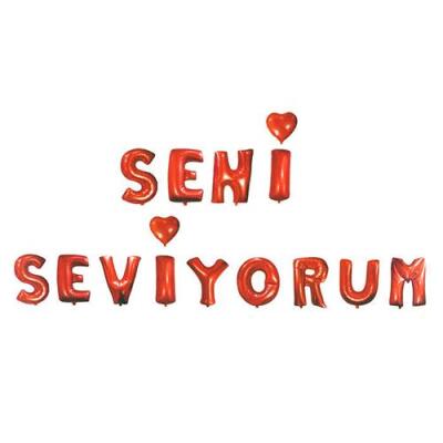 Seni Seviyorum Kırmızı Folyo Balon Seti - 1