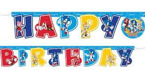 Sonic Temalı Happy Birthday Harf Banner - 1