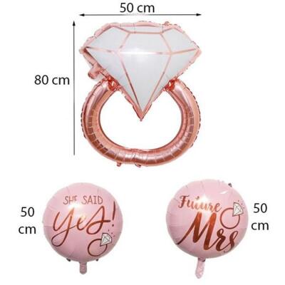 Tek Taş Yüzük Rose Gold Folyo Balon Seti - 1