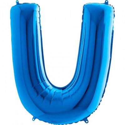 U Harf Folyo Balon Mavi 100cm - 1