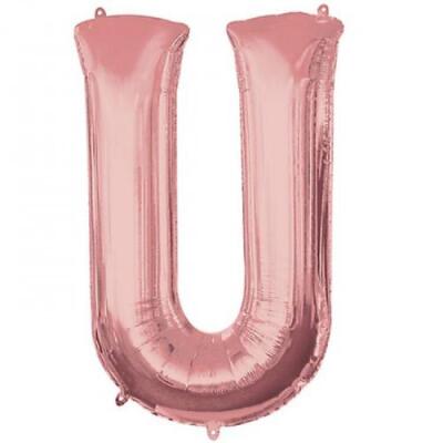 U Harf Folyo Balon Rose Gold 100cm - 1