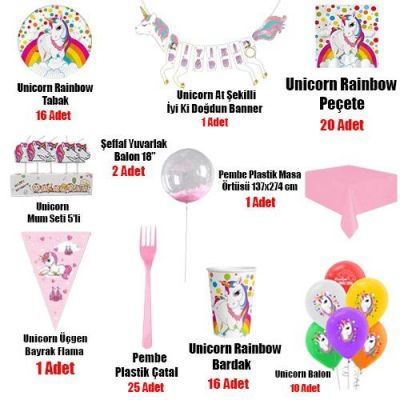 Unicorn Ful Parti Seti 16 Kişilik - 2