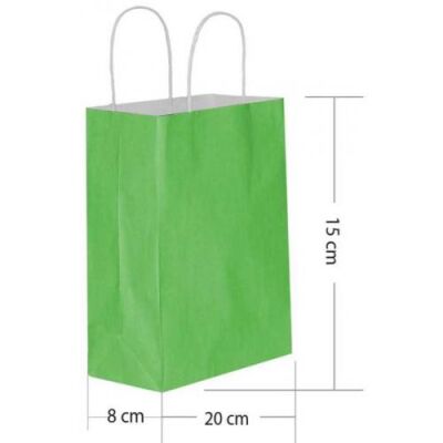 Yeşil Büküm Saplı Kağıt Çanta 15x20cm 25ad. - 1