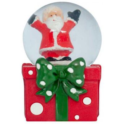 Yılbaşı Fiyonk Desenli Noel Baba Kar Küresi 6cm - 1