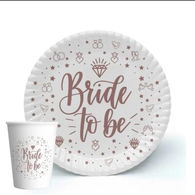 Bride to be Beyaz Tabak Bardak Set 8'li - 1